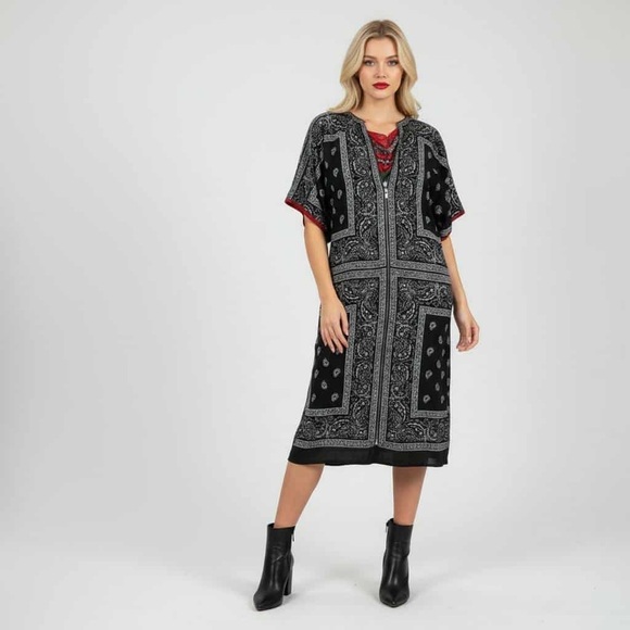 Jean Paul Gaultier Vintage Zipper Scarf Midi Lana Merino Wool Sweater Dress Sz 8